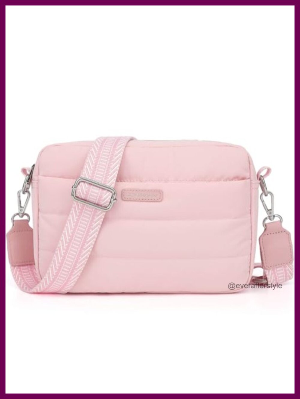 Quilted Puffer Crossbody Bag Lightweight Nylon Adjustable Guitar Strap